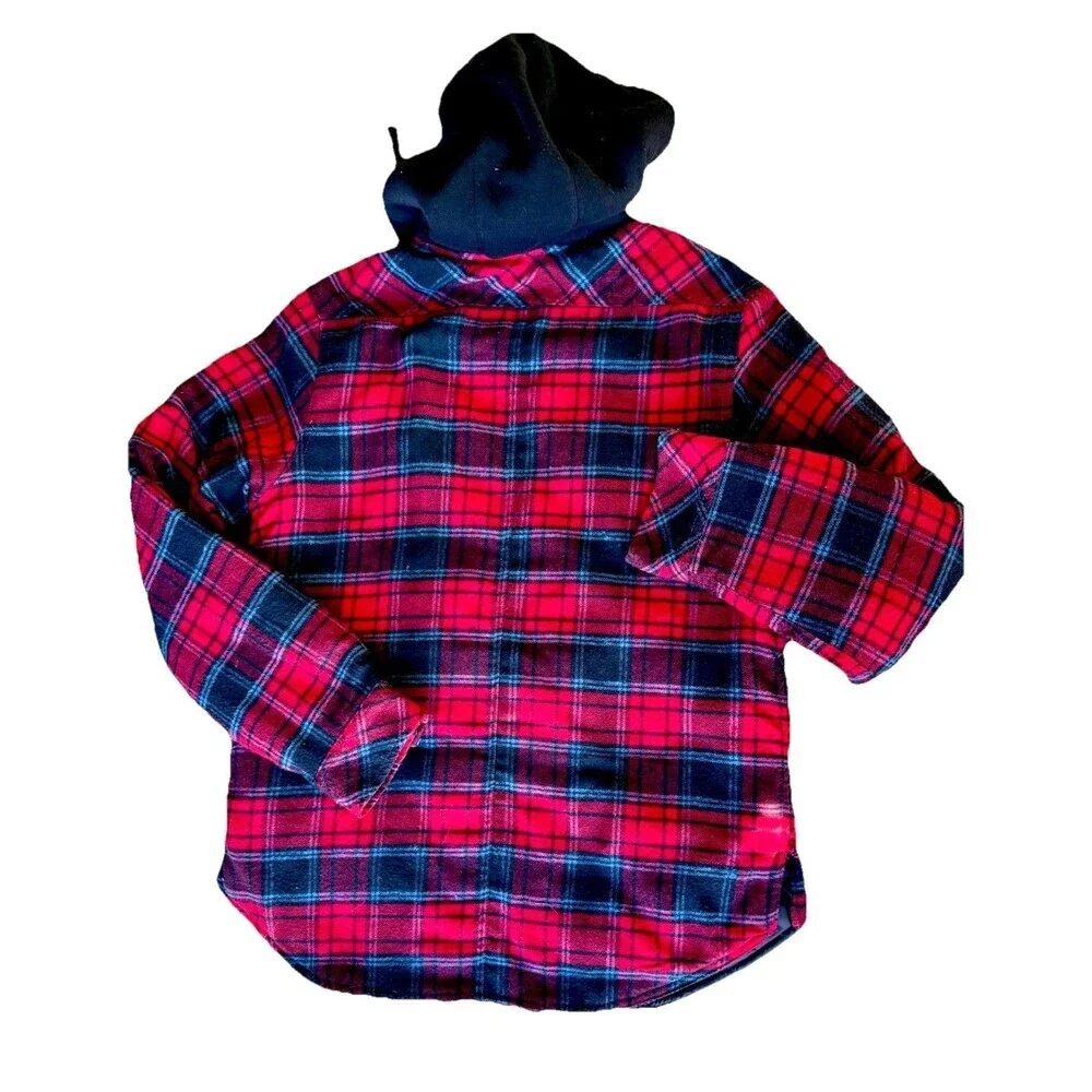 Burnside Quilted Flannel Full-Zip Hooded Jacket Red Small KNOTES MERRY FARM
